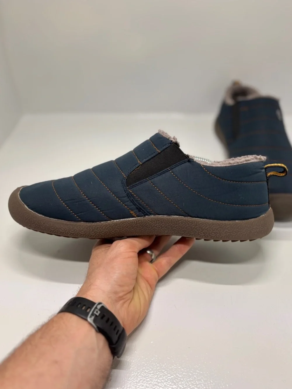 Men’s Insulated Slip-On Shoes Blue Fleece Lined EU 46 Comfort Casual